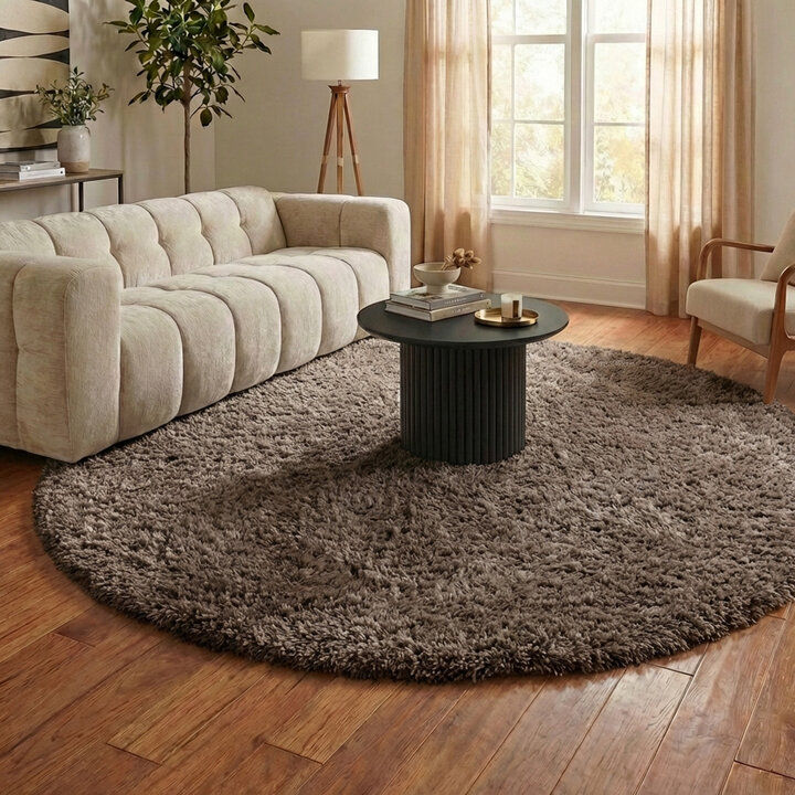 Shaggy Teppich Rund - Blaze Taupe