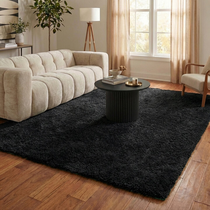Shaggy Teppich - Blaze Schwarz