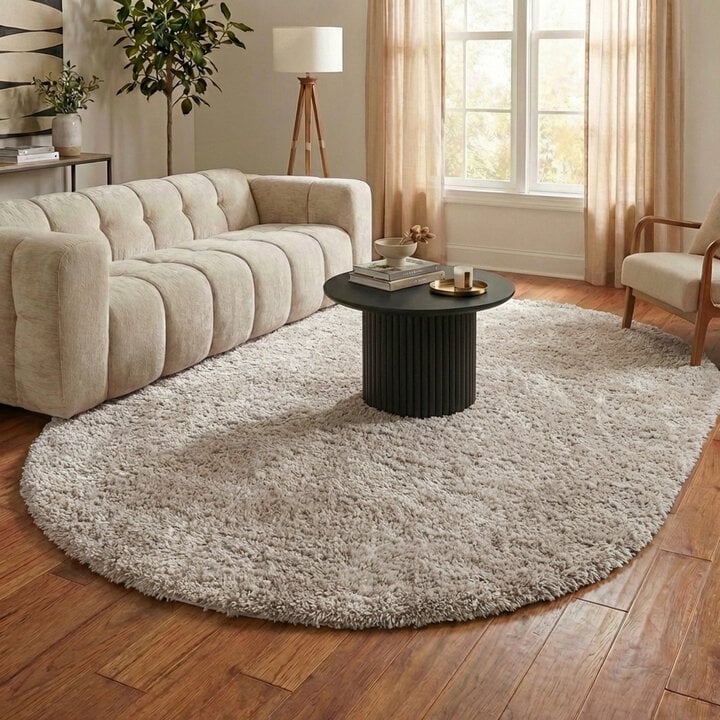 Shaggy Teppich Oval - Blaze Beige Grau