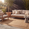 Garten Teppich Jute - Mavi Border Creme Braun - thumbnail