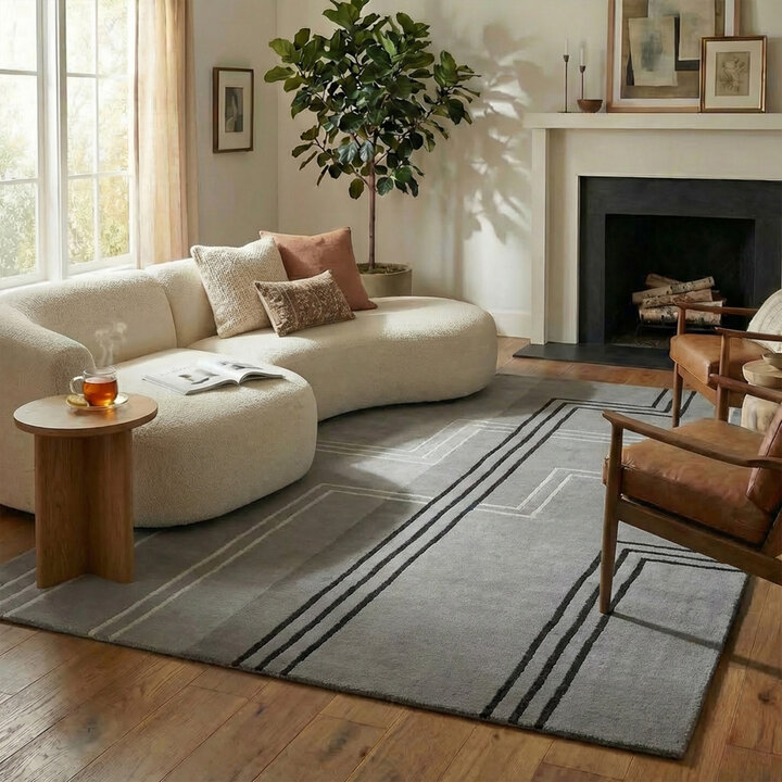 Wollteppich - Harvey Lines Grau