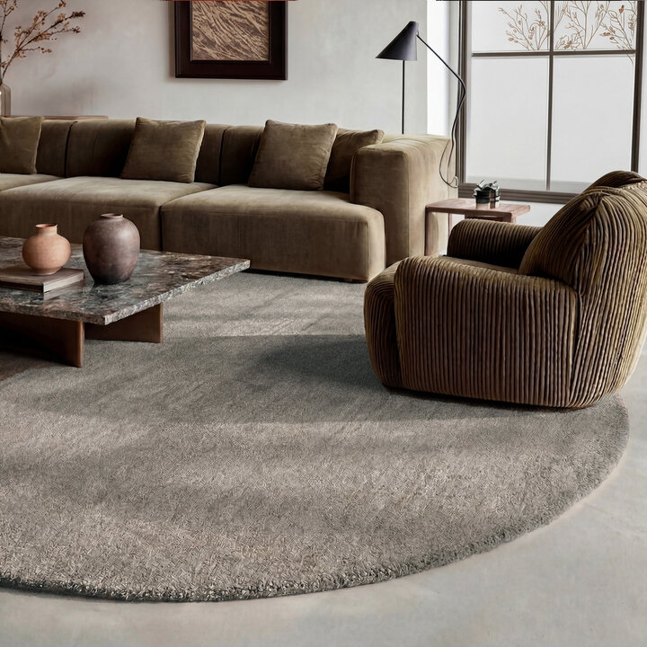 Wollteppich rund - Leone Grau