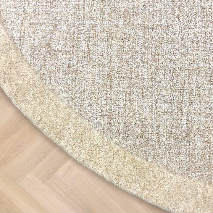Rund Kurzflor Teppich - Elena Border Beige - 3