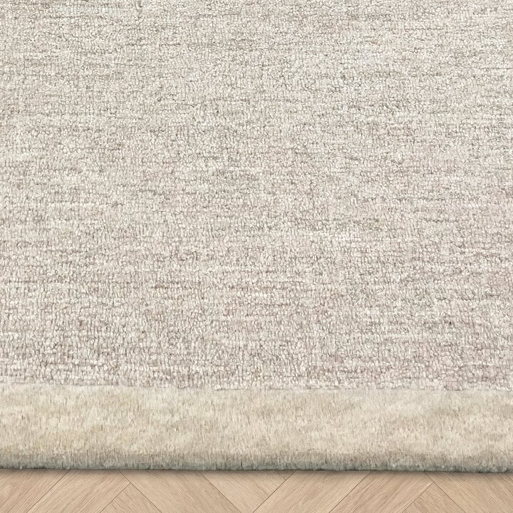 Rund Kurzflor Teppich - Elena Border Taupe - 4