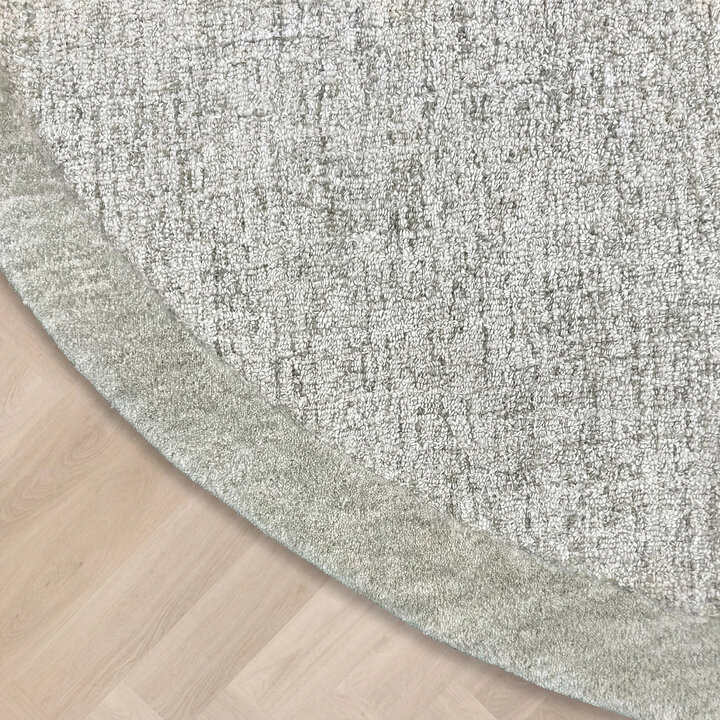 Rund Kurzflor Teppich - Elena Border Grün - 3