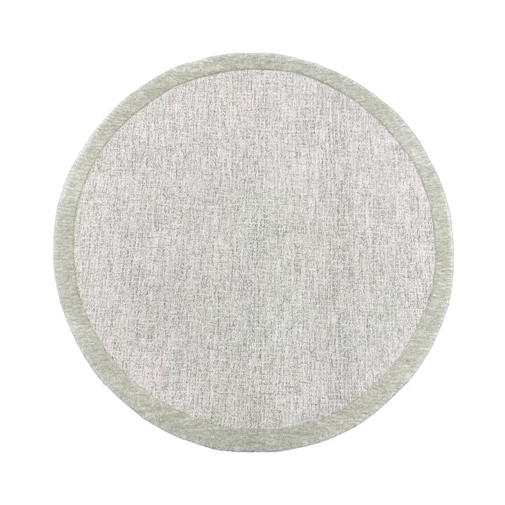 Rund Kurzflor Teppich - Elena Border Grün - 1