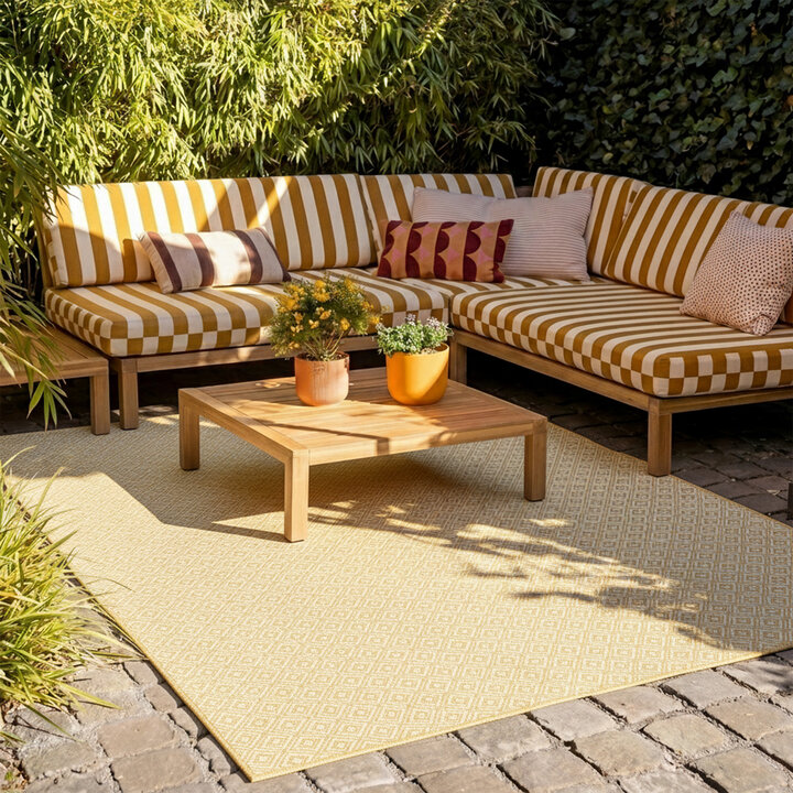 In- & Outdoor Teppich - Summer Tile Gelb