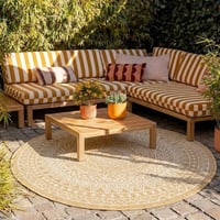 In- & Outdoor Teppich Rund - Summer Azteca Gelb