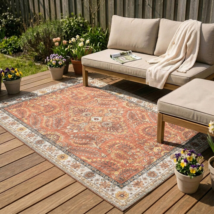 Vintage Gartenteppich - Santo Flora Terrakotta