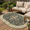 Vintage Gartenteppich Oval - Santo Flora Dunkelgrün - thumbnail