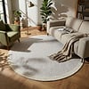 Rund Kurzflor Teppich - Elena Border Taupe - thumbnail
