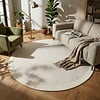 Rund Kurzflor Teppich - Elena Border Beige - thumbnail