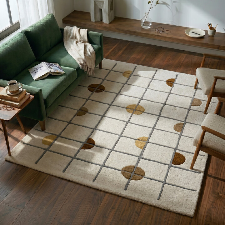 Geometrischer Teppich - Brunello Circles Gelb