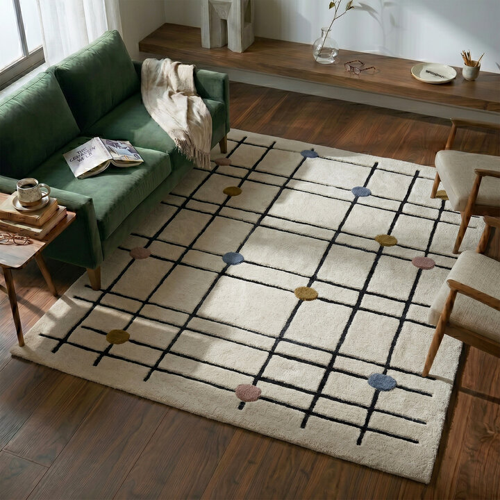 Geometrischer Teppich - Brunello Dots Bunt