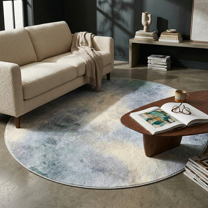 Designer Teppich Rund - Lunara Grau