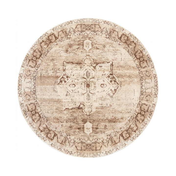 Teppich rund vintage - Kyra Medaillon Braun - 1