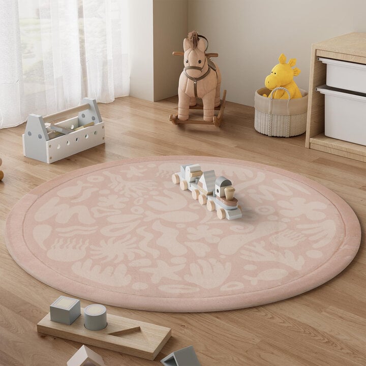 Waschbare Spielmatte Rund - Flo Rosa