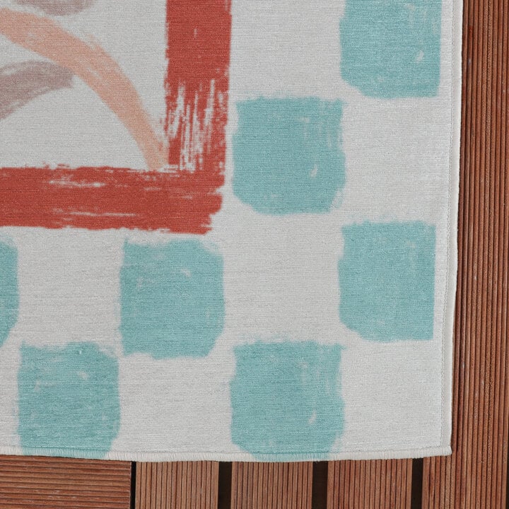 Outdoor-Teppich - Oasis Leaves Blau Rot - 4
