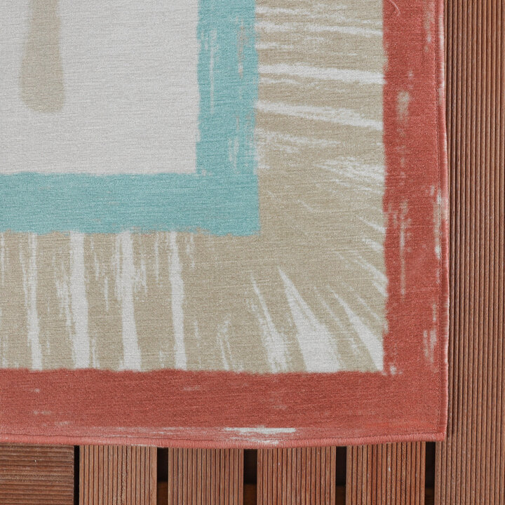 Outdoor-Teppich - Oasis Palm Blau Rot - 4