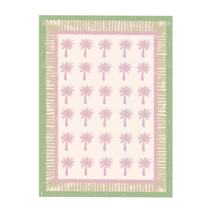 Outdoor-Teppich - Oasis Palm Rosa Grün - 1