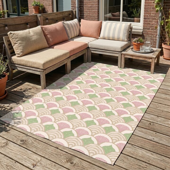 Outdoor-Teppich - Oasis Shell Rosa Grün