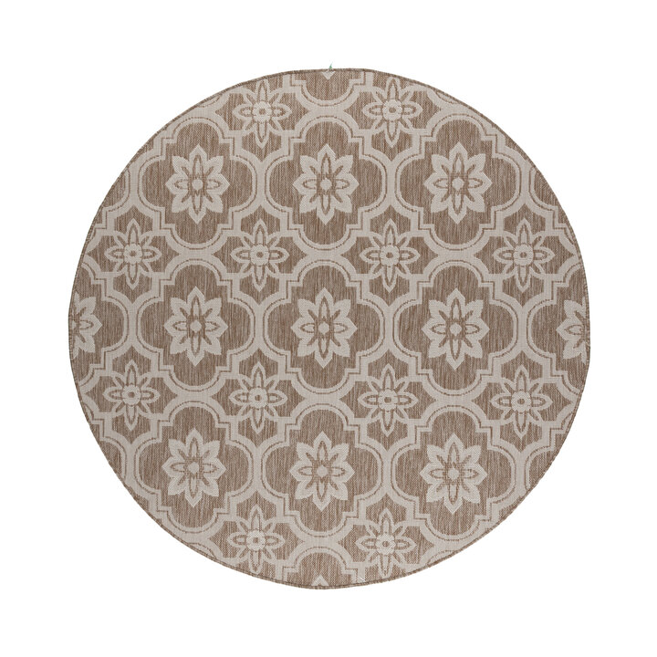 In- & Outdoor Teppich Rund - Rio Flower Beige - 1