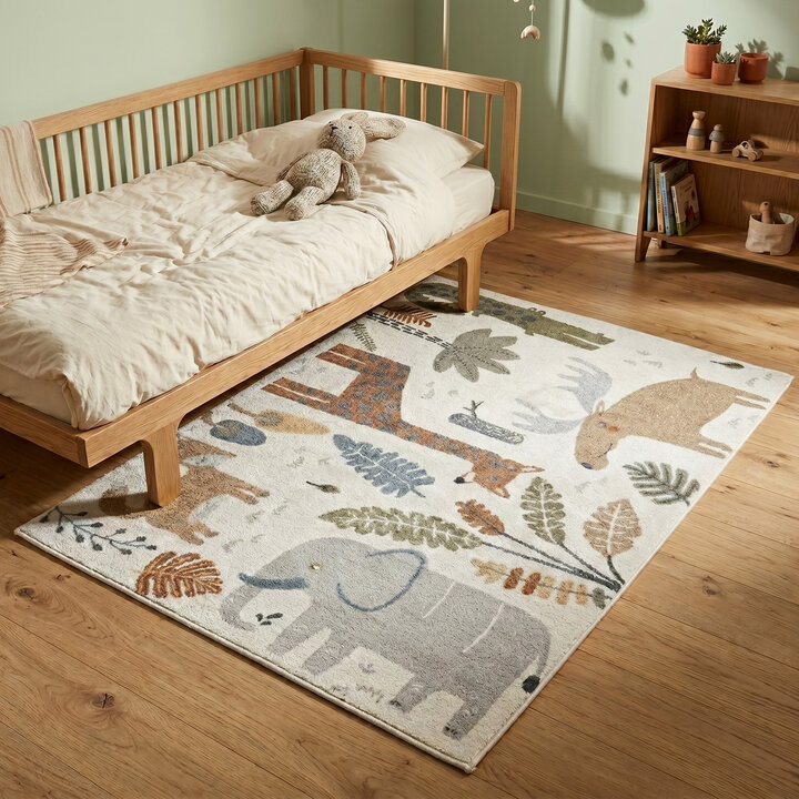 Waschbarer Kinderteppich - Mace Animals Creme