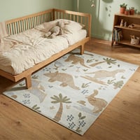 Waschbarer Kinderteppich - Mace Dino Creme
