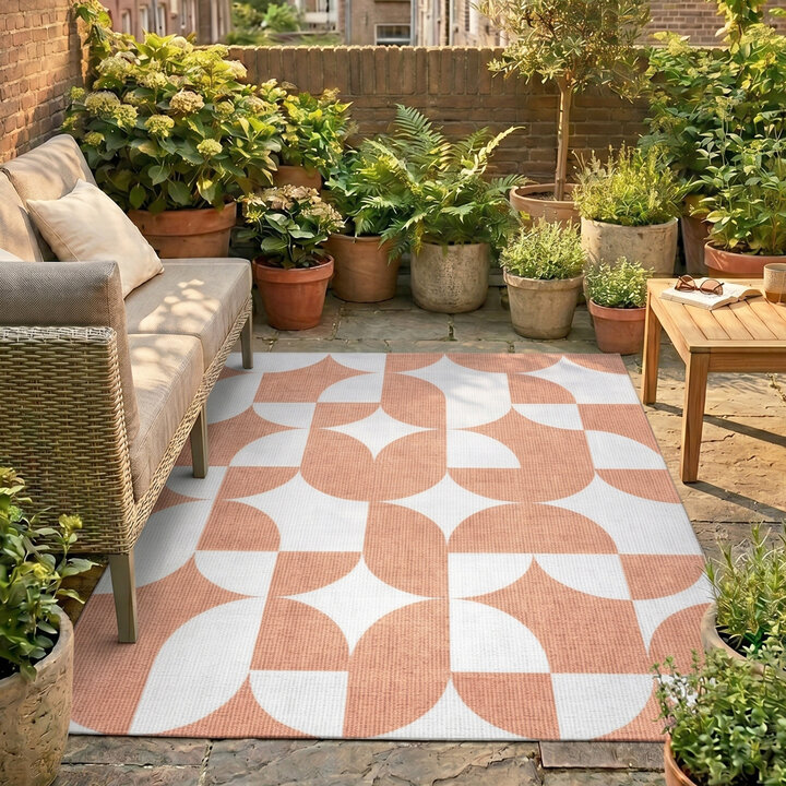 Gartenteppich Abstrakt - Groovy Tiles Terrakotta