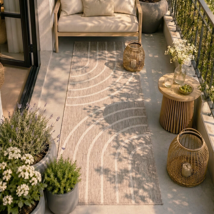Balkonteppich - Sierra Curves Beige Creme