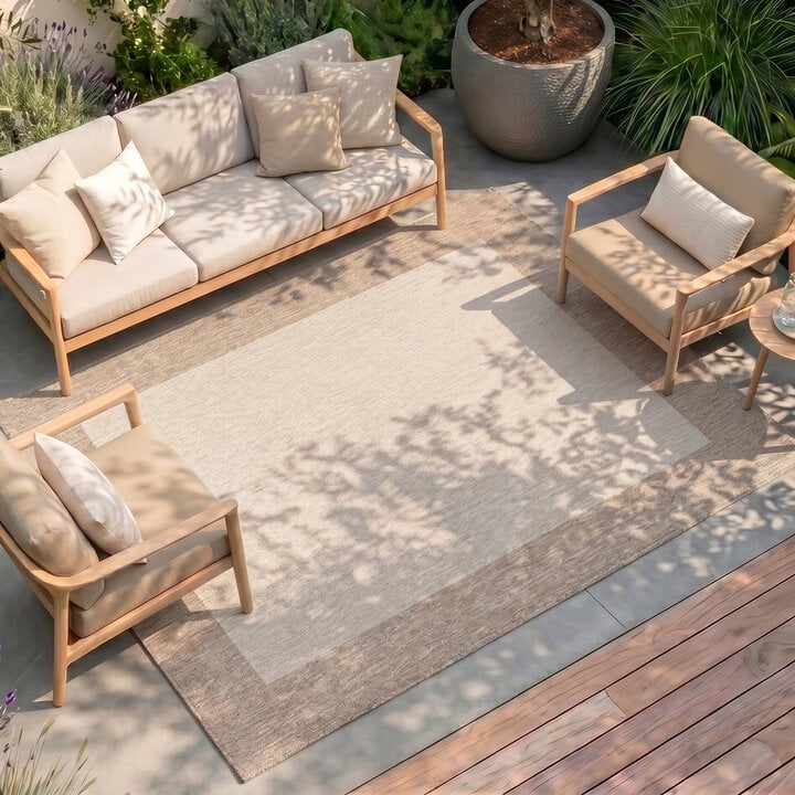 In- & Outdoor Teppich - Sierra Border Creme Beige