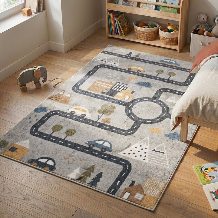 Waschbarer Kinderteppich - Ravi Road Bunt