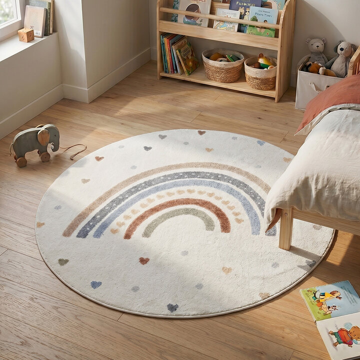 Waschbarer Kinderteppich Rund - Ravi Rainbow Bunt
