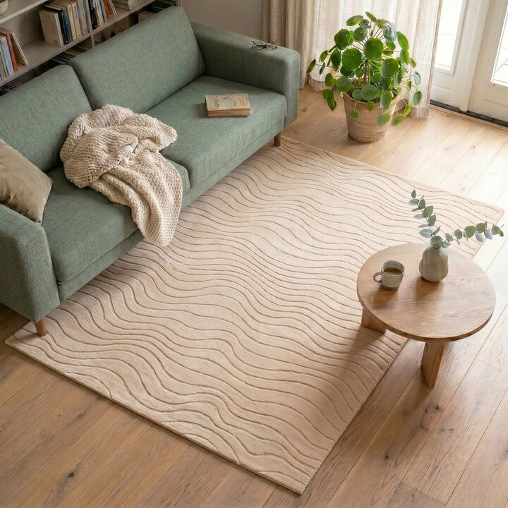 Teppich Wohnzimmer - Charm Waves Beige