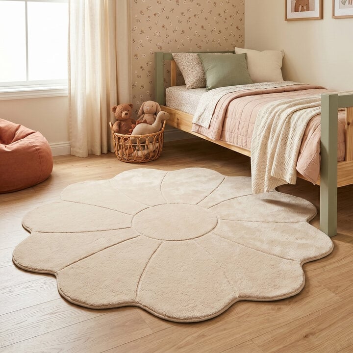 Kinderteppich Rund - Coco Blume Beige