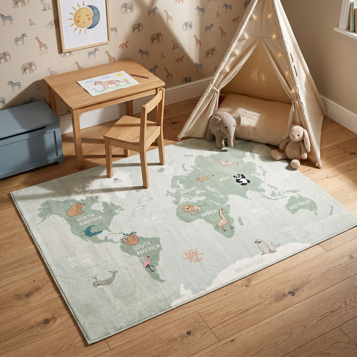 Kinderteppich - Globe Mint