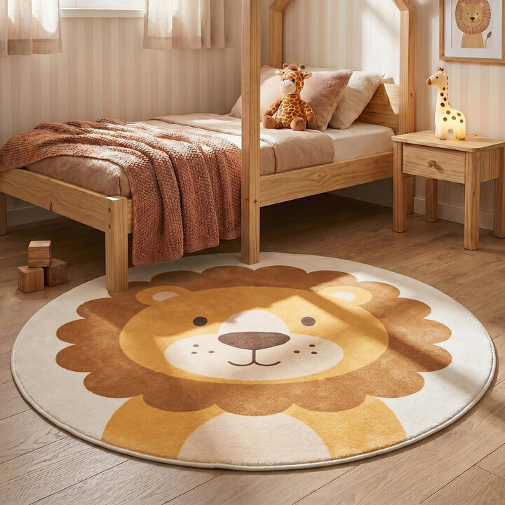 Waschbarer Spielteppich Rund - Sammy Lion Braun