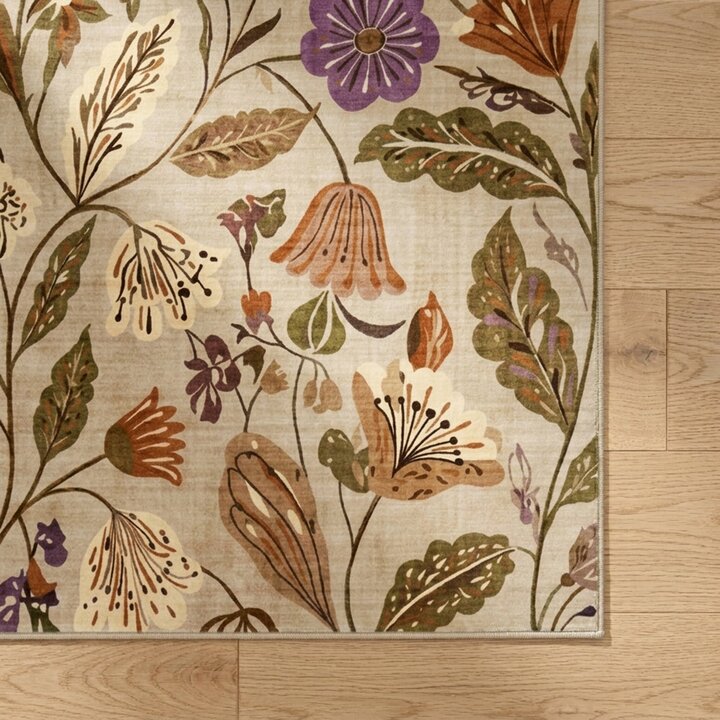 Waschbarer Teppich - Misty Flowers Creme - 3