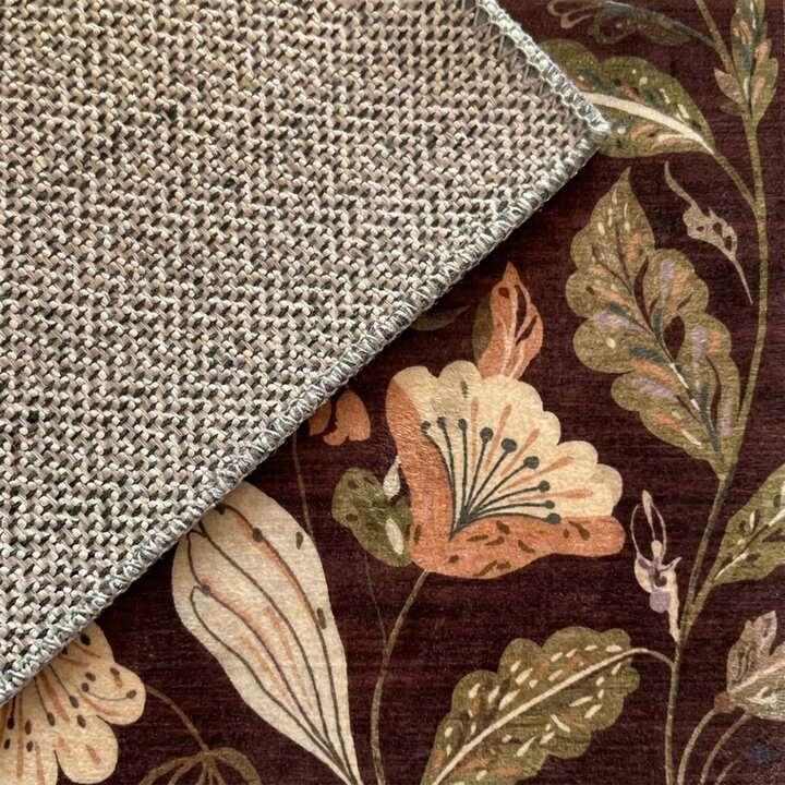 Waschbarer Teppich - Misty Flowers Braun - 4