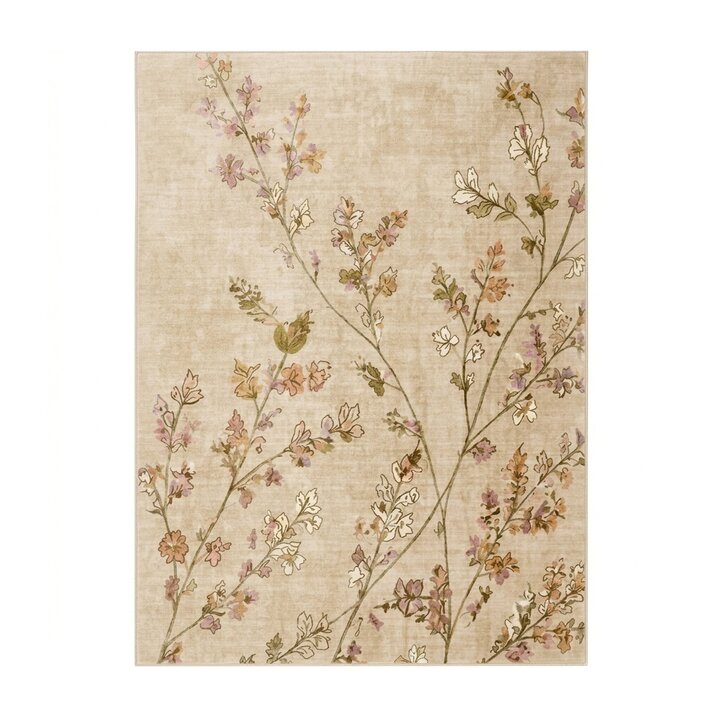 Waschbarer Teppich - Misty Floral Creme - 1
