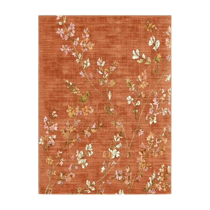 Waschbarer Teppich - Misty Floral Terrakotta - 1