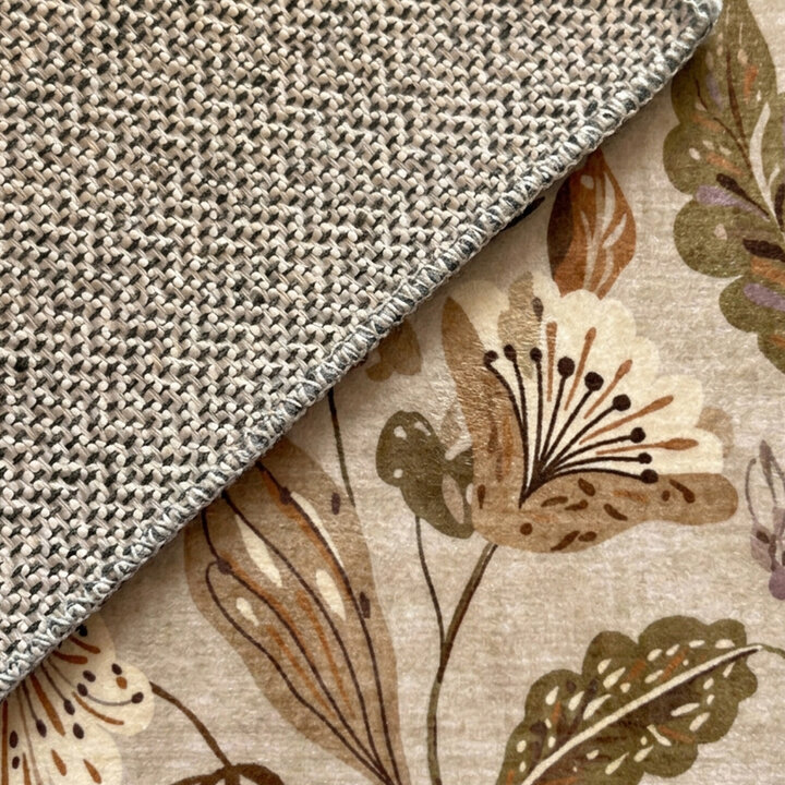 Waschbarer Teppich Rund - Misty Flowers Creme - 4