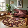 Waschbarer Teppich Rund - Misty Flowers Braun  - thumbnail