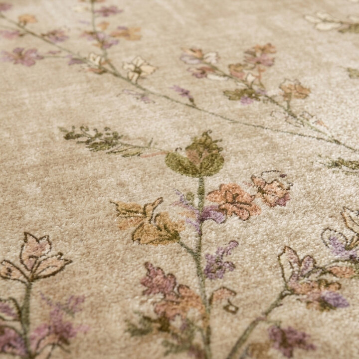 Waschbarer Teppich Rund - Misty Floral Creme - 2