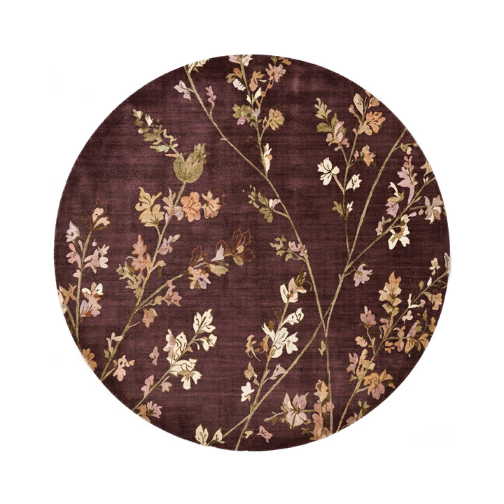 Waschbarer Teppich Rund - Misty Floral Braun - 1