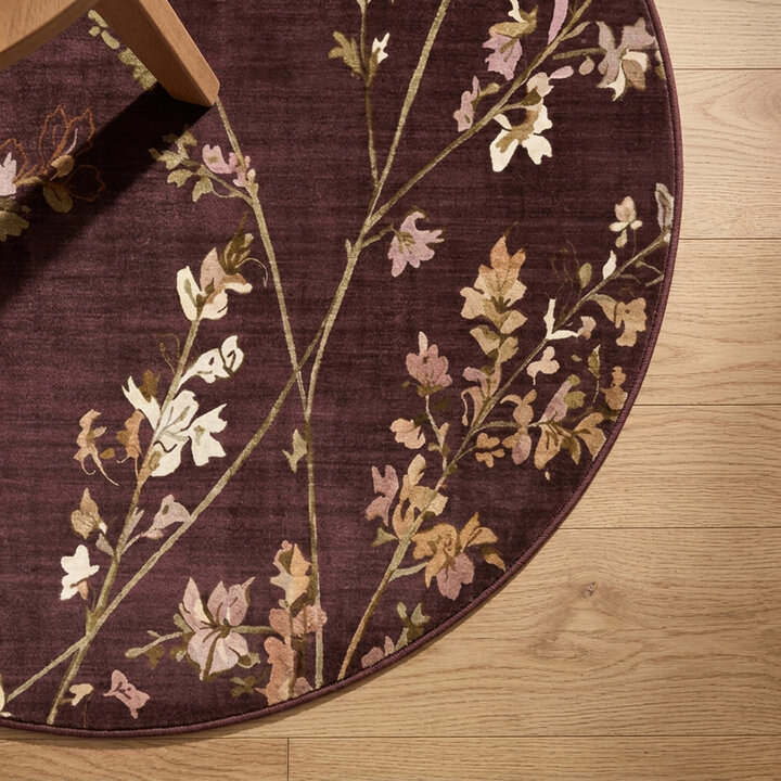 Waschbarer Teppich Rund - Misty Floral Braun - 3