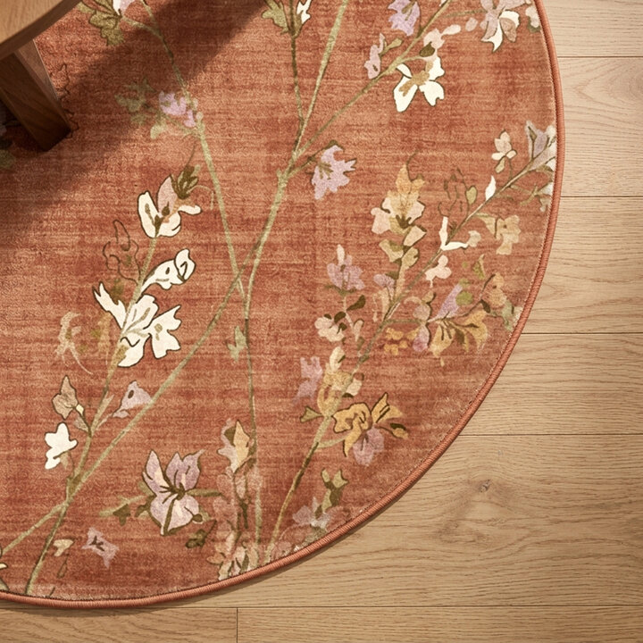 Waschbarer Teppich Rund - Misty Floral Terrakotta - 3