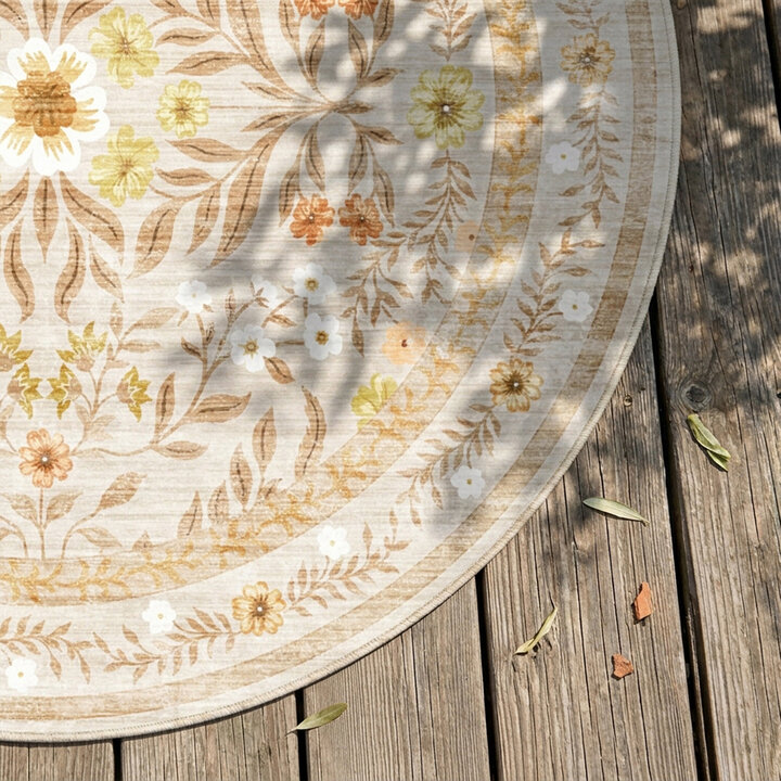 Vintage Gartenteppich Rund - Luana Gelb - 3
