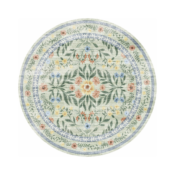 Vintage Gartenteppich Rund - Luana Dunkelgrün - 1