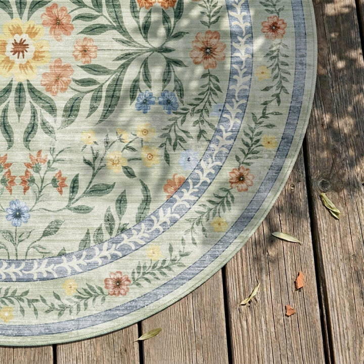 Vintage Gartenteppich Rund - Luana Dunkelgrün - 3